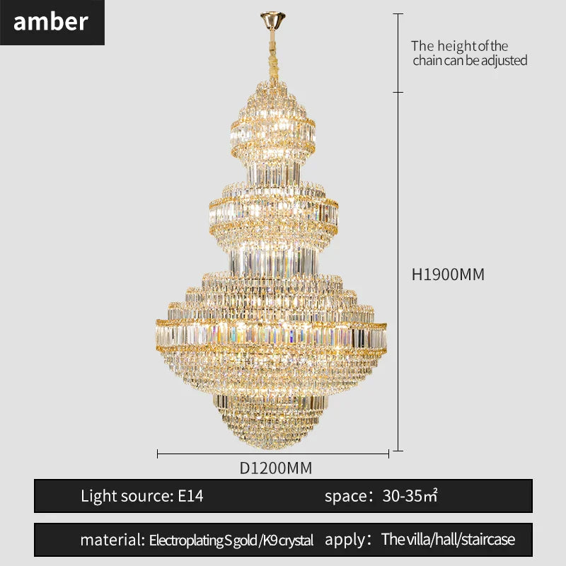 Crystal Villa Chandelier Pendant - Modern European Style Luxury Hotel Lobby Light