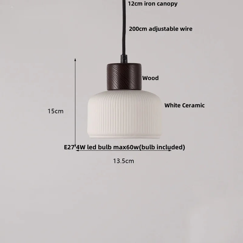 Wood & Ceramic Pendant Lights for Kitchen Dining Room Decor