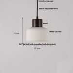 Wood LED Pendant Lamp White Ceramic Ball Hanging Lights