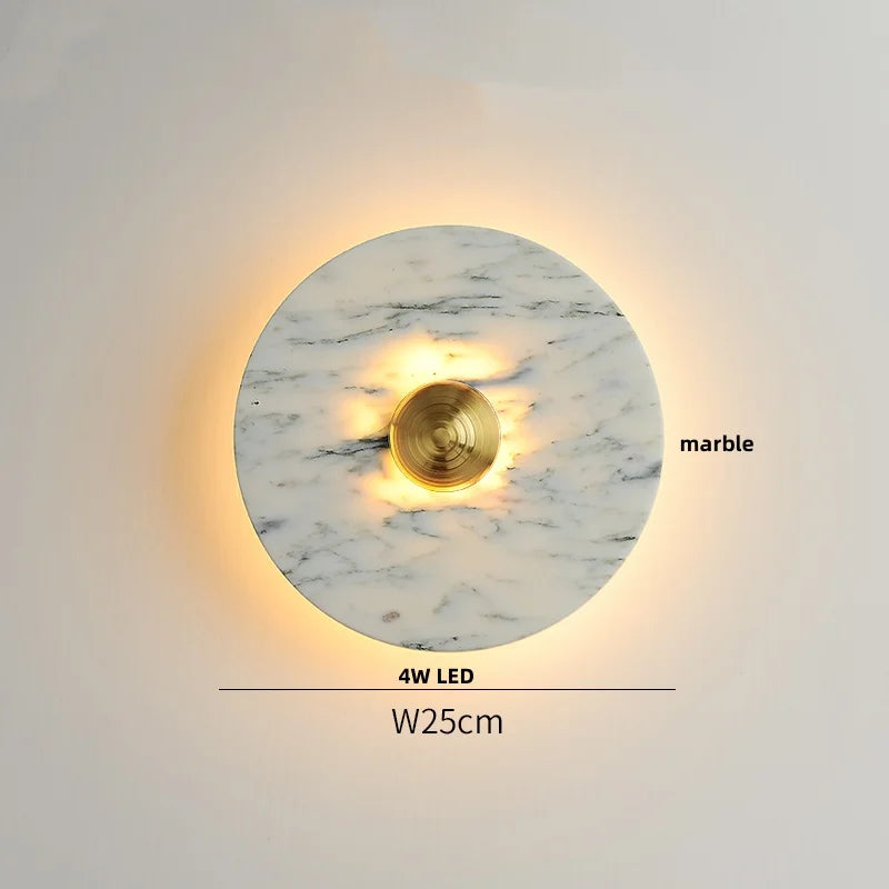 Yellow Travertine LED Wall Lamp, Modern Glass Ball Bathroom Mirror Light