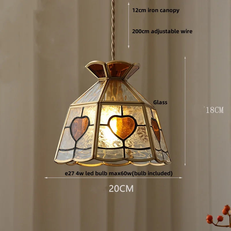 Afralia™ Glass Brass Pendant Lamp, Adjustable Loft LED Light for Kitchen Bar Balcony