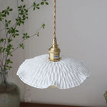 Walnut Wood LED Pendant Light with White Ceramic Knob Switch
