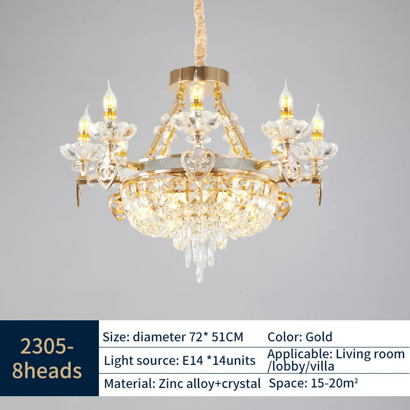 European Luxury Crystal Chandelier for Living Room, Duplex Building Lamps