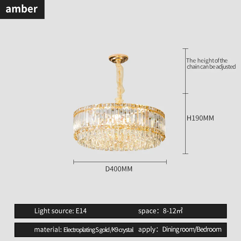 Crystal Chandelier: Elegant Modern Lighting for Living Room, Bedroom, and Restaurant.