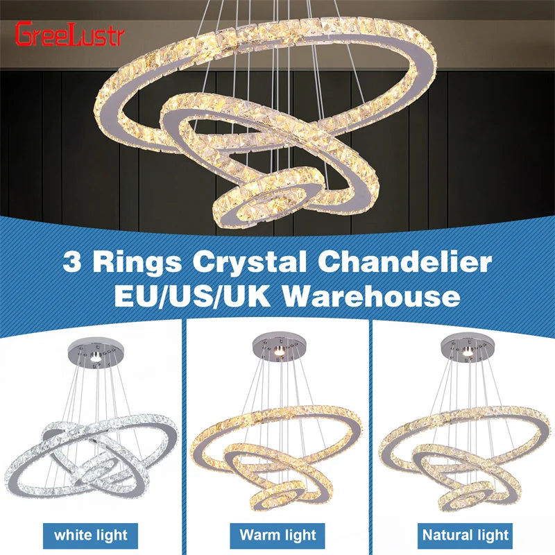 Luxury Crystal LED Pendant Chandelier for Home Lighting & Decor