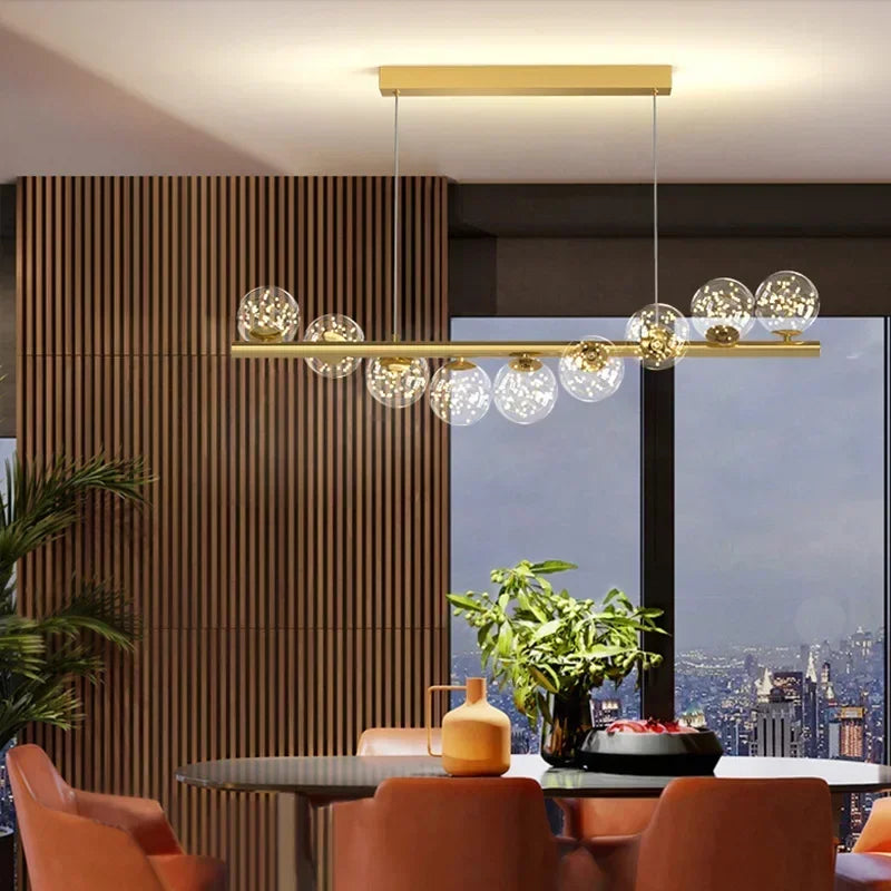 Nordic Gold Glass Ball Chandelier for Dining Room Kitchen Island