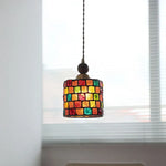 Glass LED Pendant Light Fixture, Modern Nordic Walnut Wood Hanging Lamp