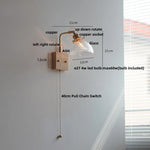 Glass Pink LED Wall Lights Pull Chain Switch Rotatable Sconce Bedside Lamp