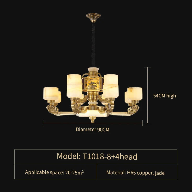Natural Jade Chandelier - Luxurious Zhongshan Lamps for Dining, Bedroom, and Living Room
