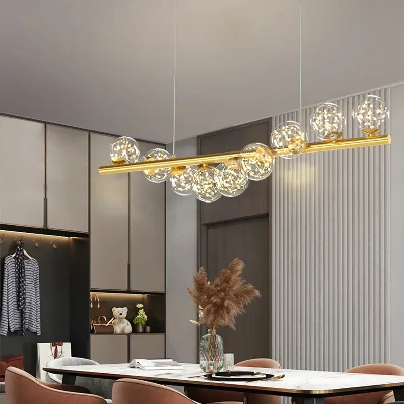Nordic Gold Glass Ball Chandelier for Dining Room Kitchen Island