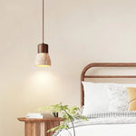 LED Hanging Lamps Yellow Travertine Pendant Lighting for Bedroom Living Dining Room