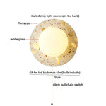 Terrazzo Stone Glass LED Wall Light Fixture with Pull Chain Switch