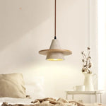 Afralia™ LED Wood Pendant Light Adjustable Yellow Stone Bedroom Coffee Hanging Lamp