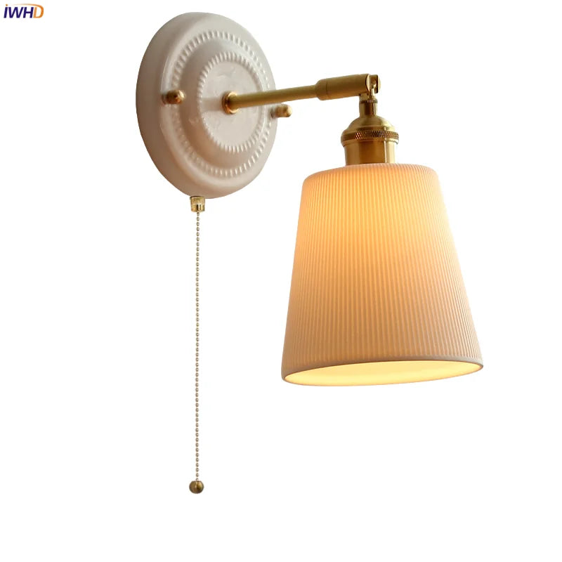 Striped Ceramic LED Wall Sconce: Modern Nordic Interior Light