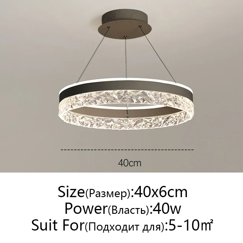 Crystal Rings LED Chandelier Black&White Frame