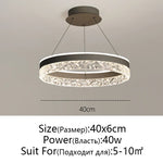 Crystal Rings LED Chandelier Black&White Frame