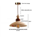 Afralia™ Copper Wood LED Pendant Light: Ceramic Modern Tassel Hanging Lamp
