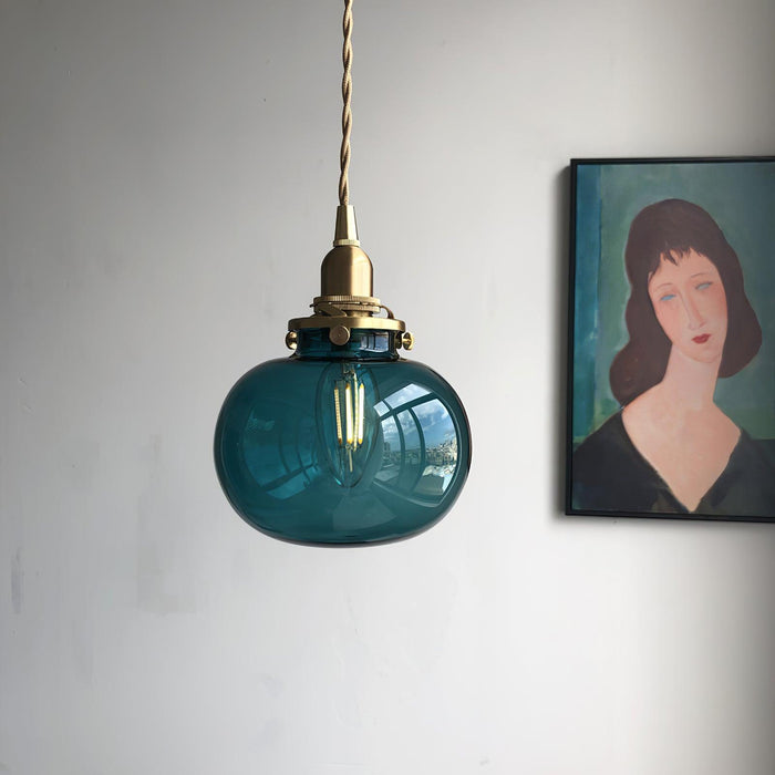 Small Retro Handmade Glass Pendant Light 5.1"