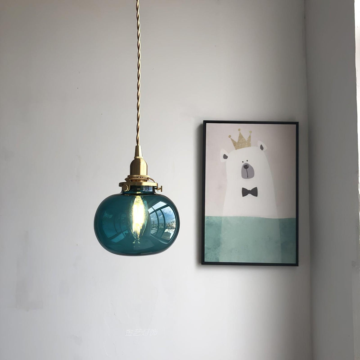 Small Retro Handmade Glass Pendant Light 5.1"