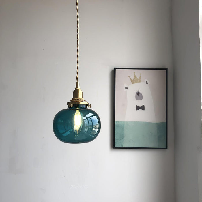 Small Retro Handmade Glass Pendant Light 5.1"