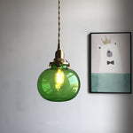 Small Retro Handmade Glass Pendant Light 5.1"