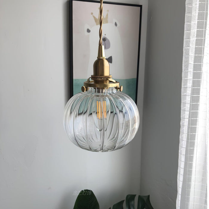 Small Retro Handmade Glass Pendant Light 5.1"