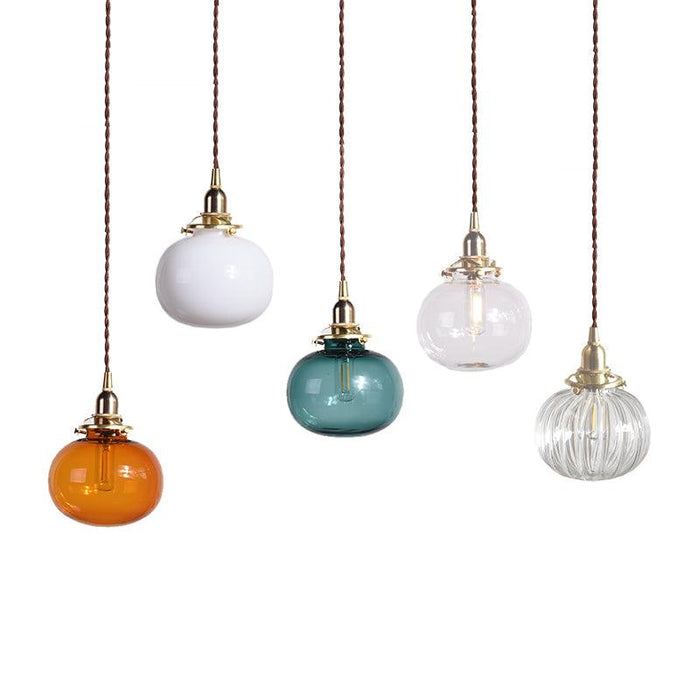 Small Retro Handmade Glass Pendant Light 5.1"