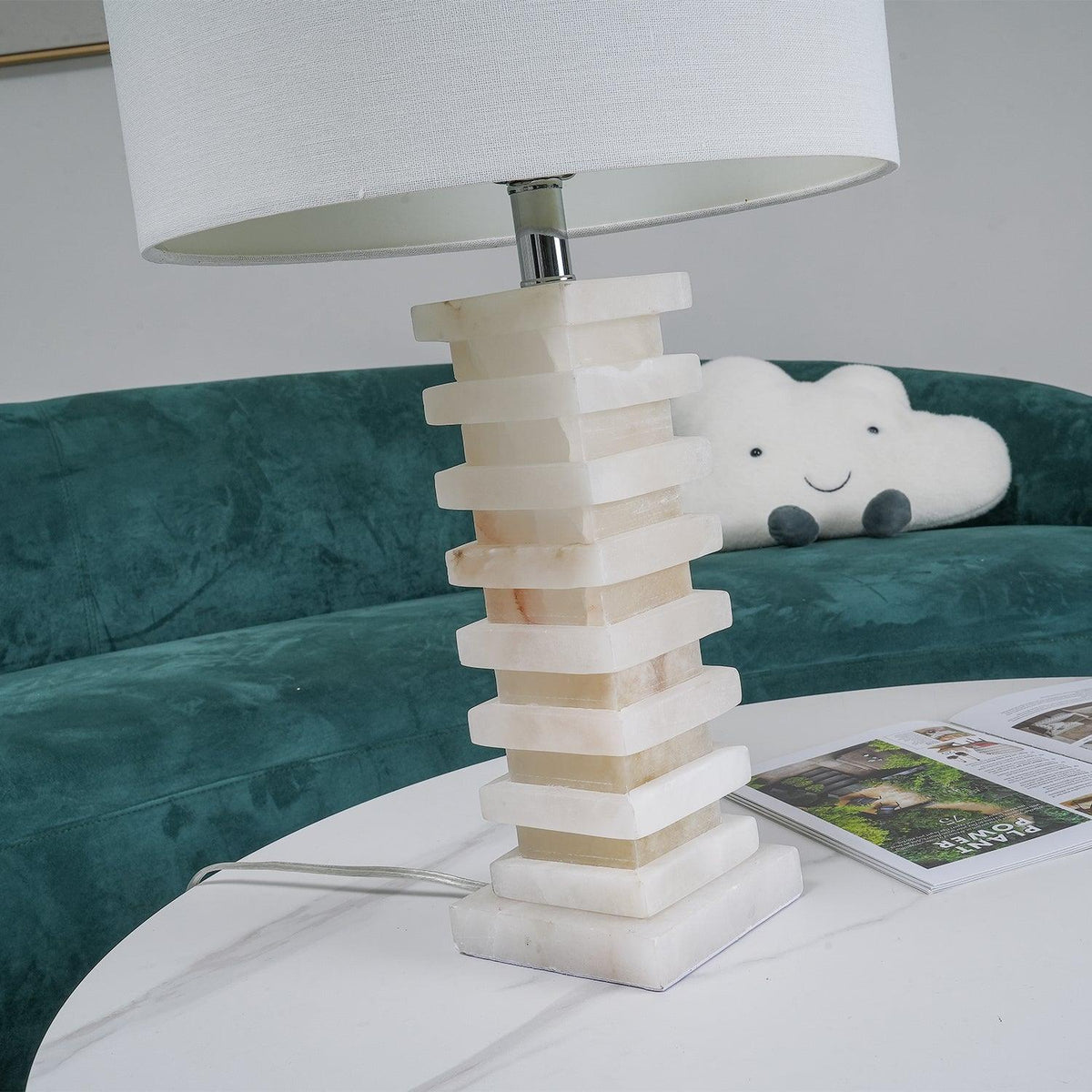 Stacked Alabaster Table Lamp