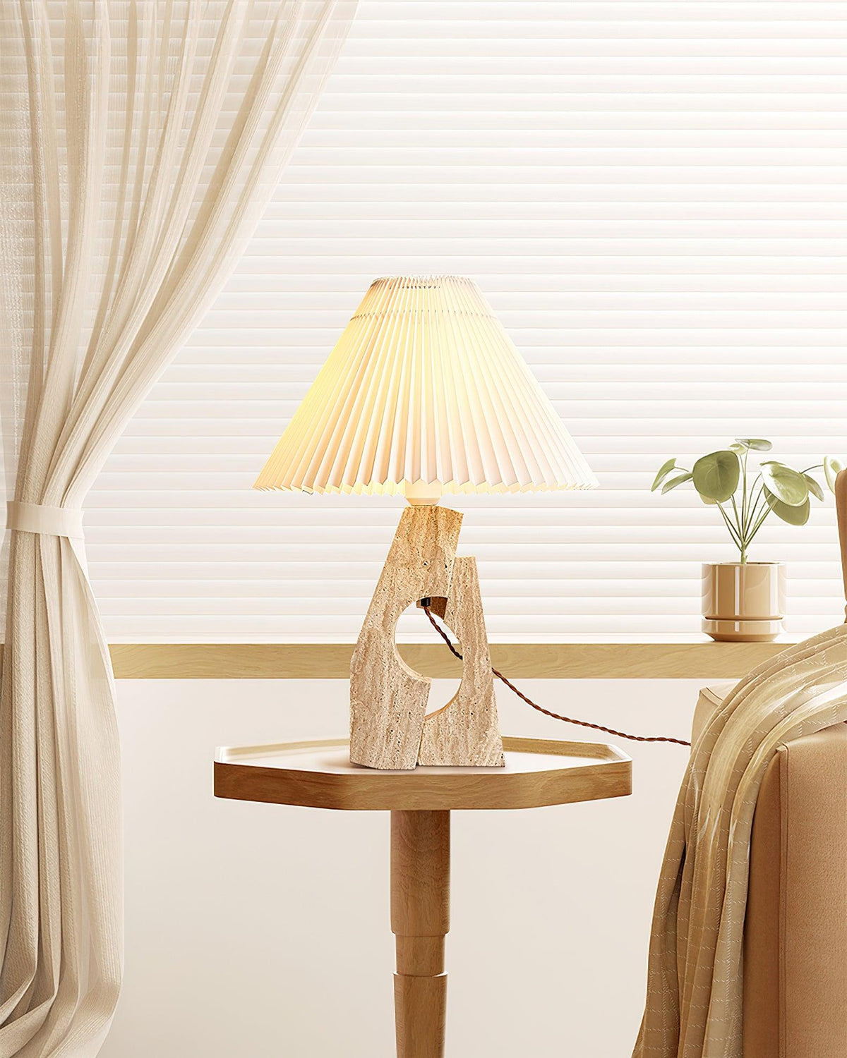 Stone Pillar Table Lamp 16.9"