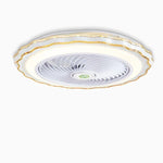 Goldish White Crown-Shaped Modern Bladeless Ceiling Fan with light and Remote