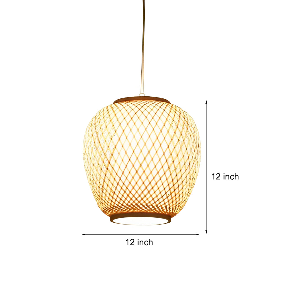Farmhouse Dome Pendant Light Curvy Oval Bamboo Bedroom Pendant Light