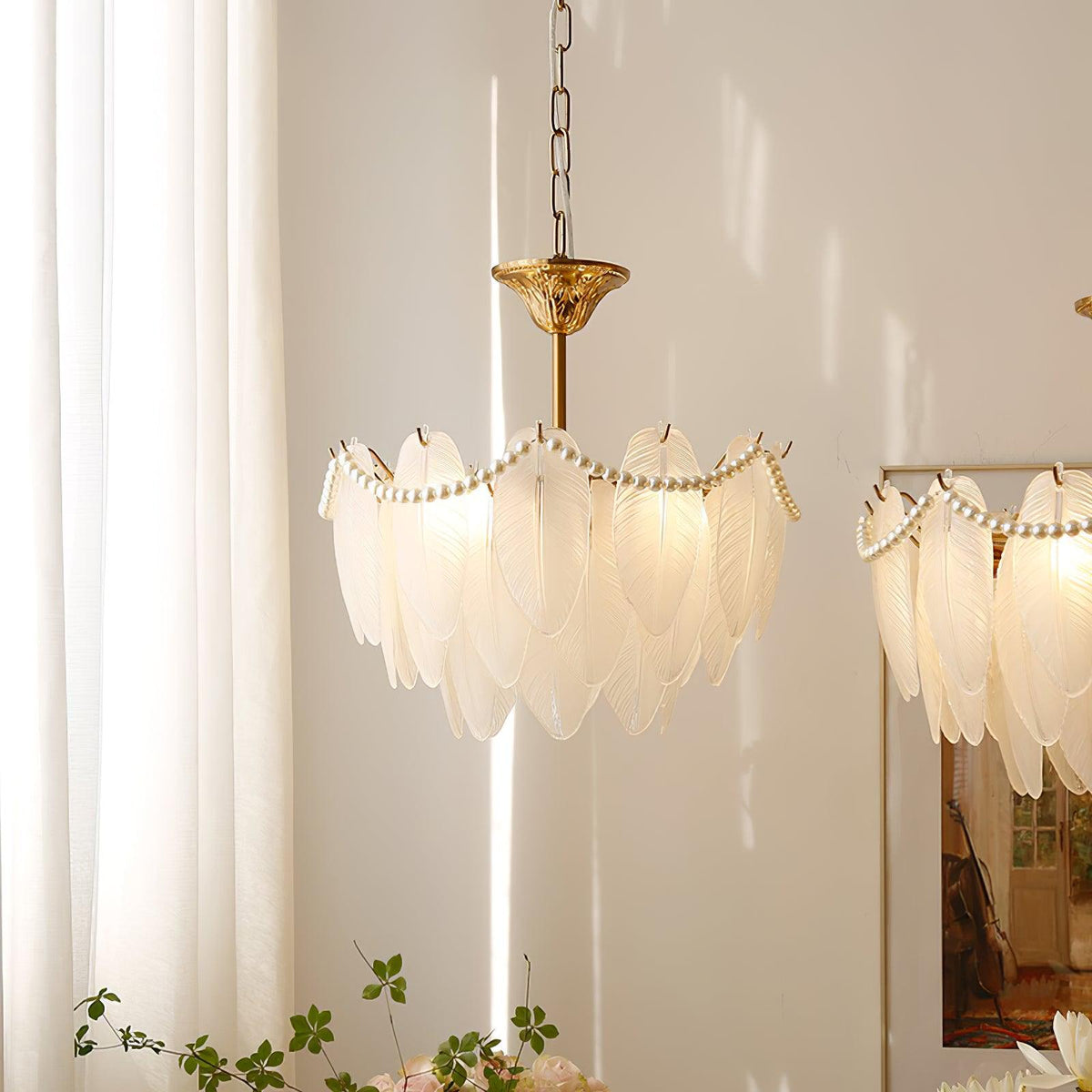 Texture Glass Leaf Chandelier