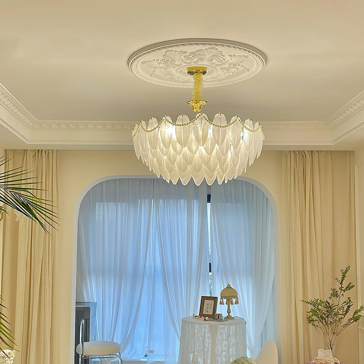 Texture Glass Leaf Chandelier