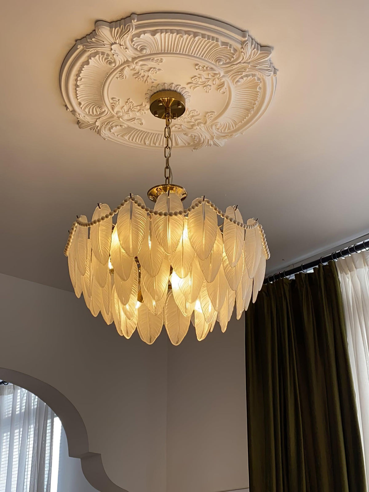 Texture Glass Leaf Chandelier