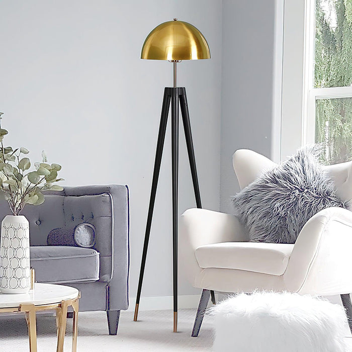 Three Legged Gold Gong Floor Lamp 19.7"