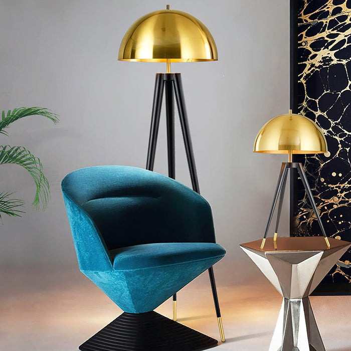 Three Legged Gold Gong Floor Lamp 19.7"