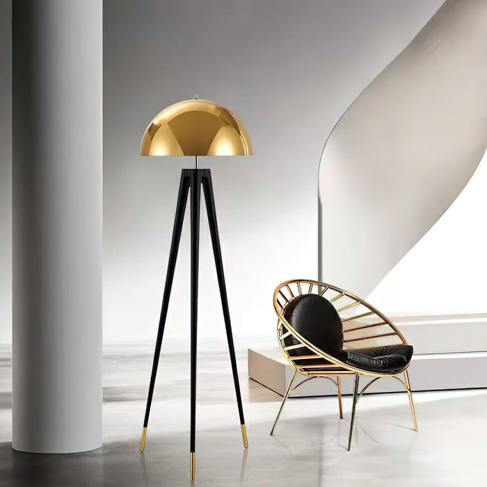 Three Legged Gold Gong Floor Lamp 19.7"