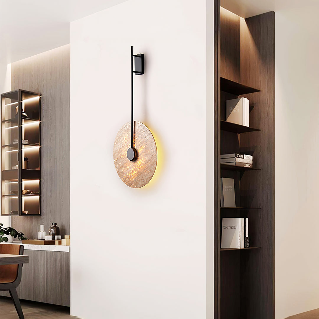 Travertine Disc Wall Lamp 11.8"