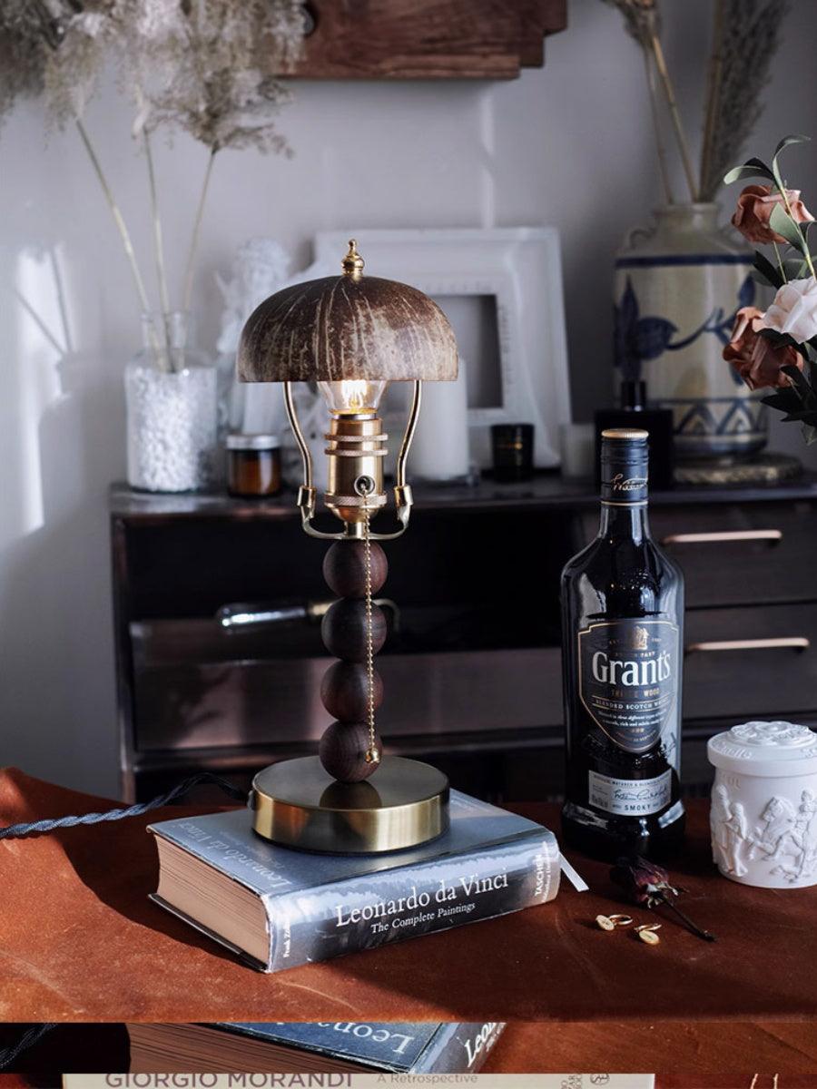 Turned Wood Candlestick Shaped Table Lamp 4.7"