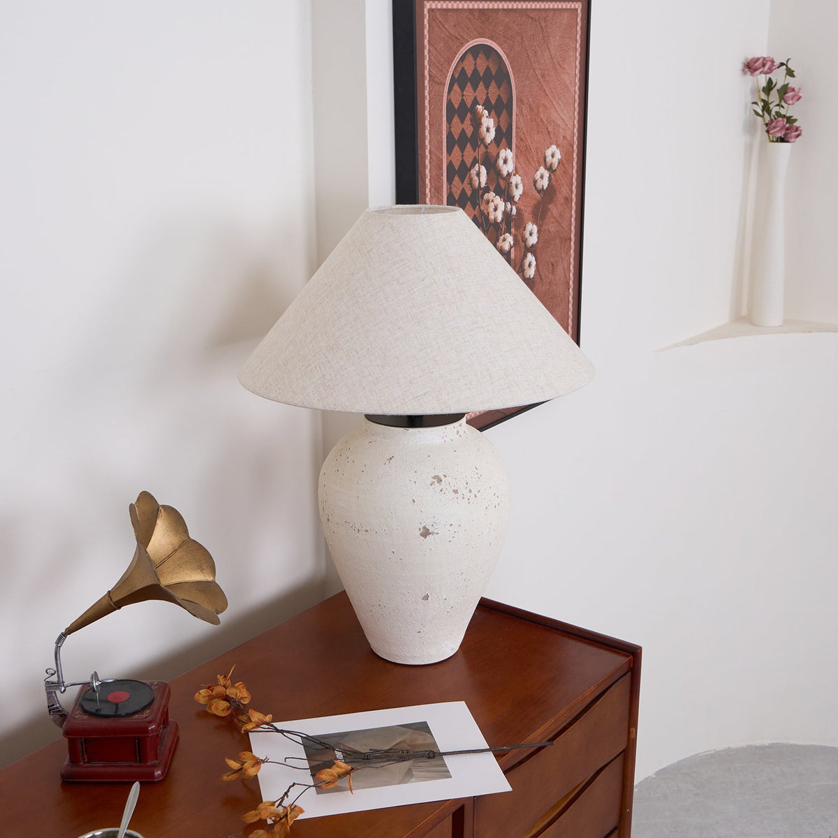 Tuscan Stone Table Lamp 17.7"