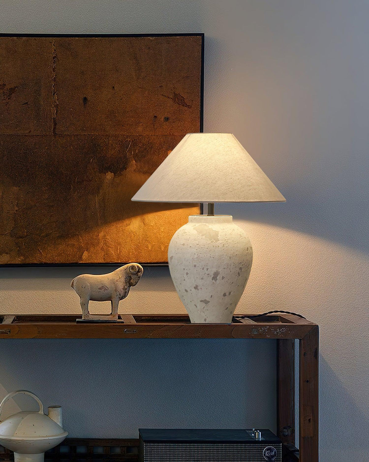 Tuscan Stone Table Lamp 17.7"