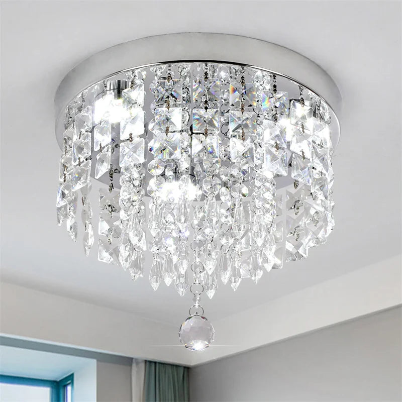 Diamond Crystal LED Ceiling Chandelier Pendant Light for Elegant Living Spaces