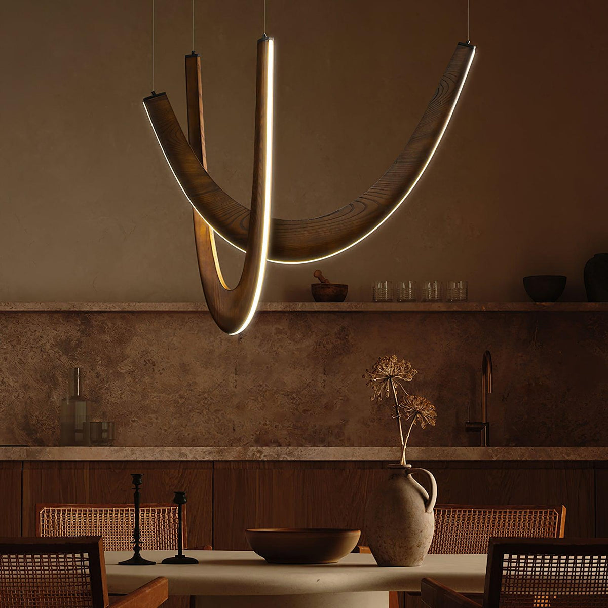 U Wooden Chandelier 36.2"