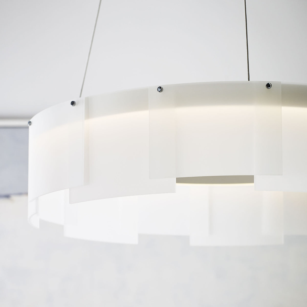 Stratos Chandelier, Integrated LED, Frosted/Satin Nickel , 30.6"W (700STR30FS-LED927 70E7HTW)