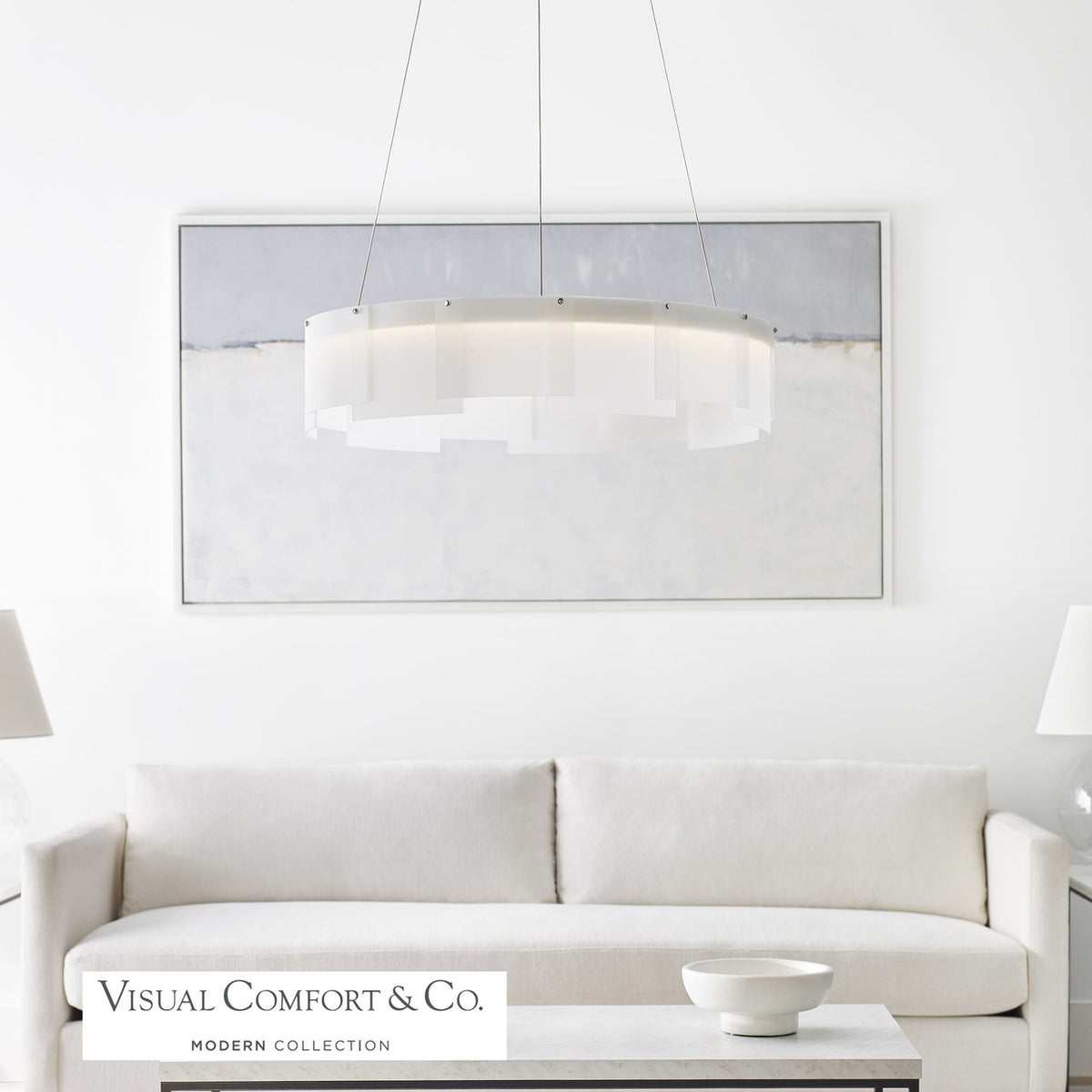 Stratos Chandelier, Integrated LED, Frosted/Satin Nickel , 30.6"W (700STR30FS-LED927 70E7HTW)