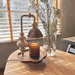 Walnut Flower Tray Table Lamp 7.1"