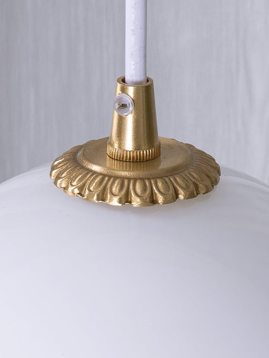 White Glass Antique French Pendant Light 7.3"