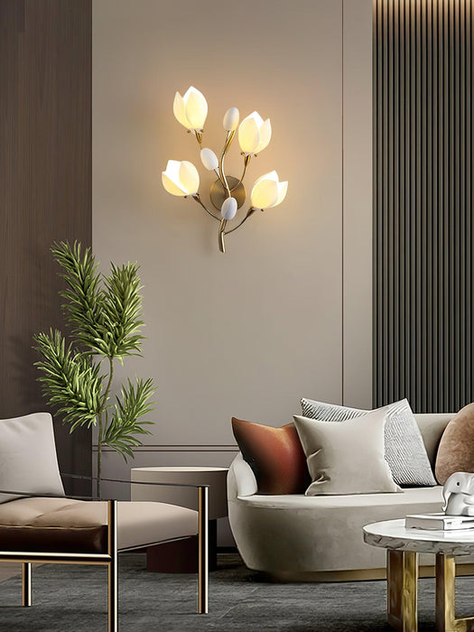 Porcelain Magnolia Wall Lamp 13.8"