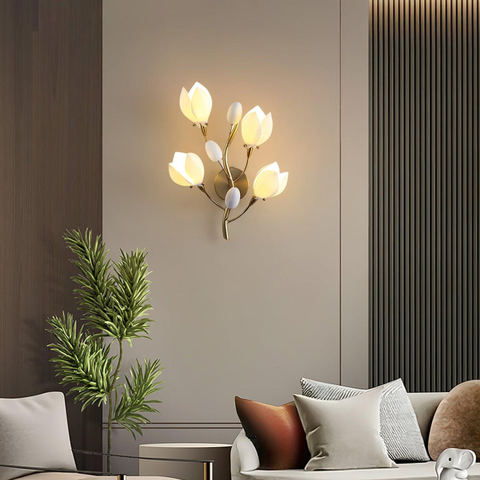 Porcelain Magnolia Wall Lamp 13.8"