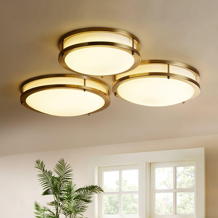 Whittier Natural Brass Flush Ceiling Light